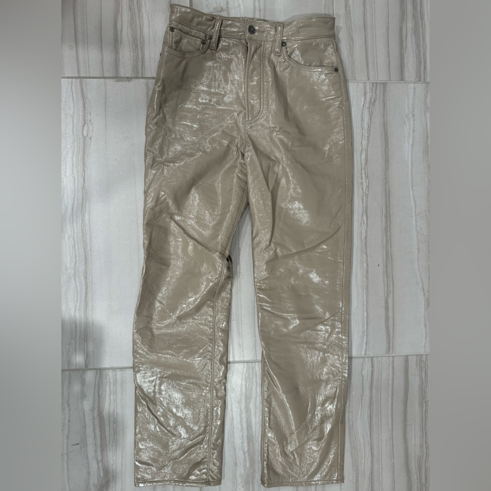 Agolde shiny coated putty beige pants
